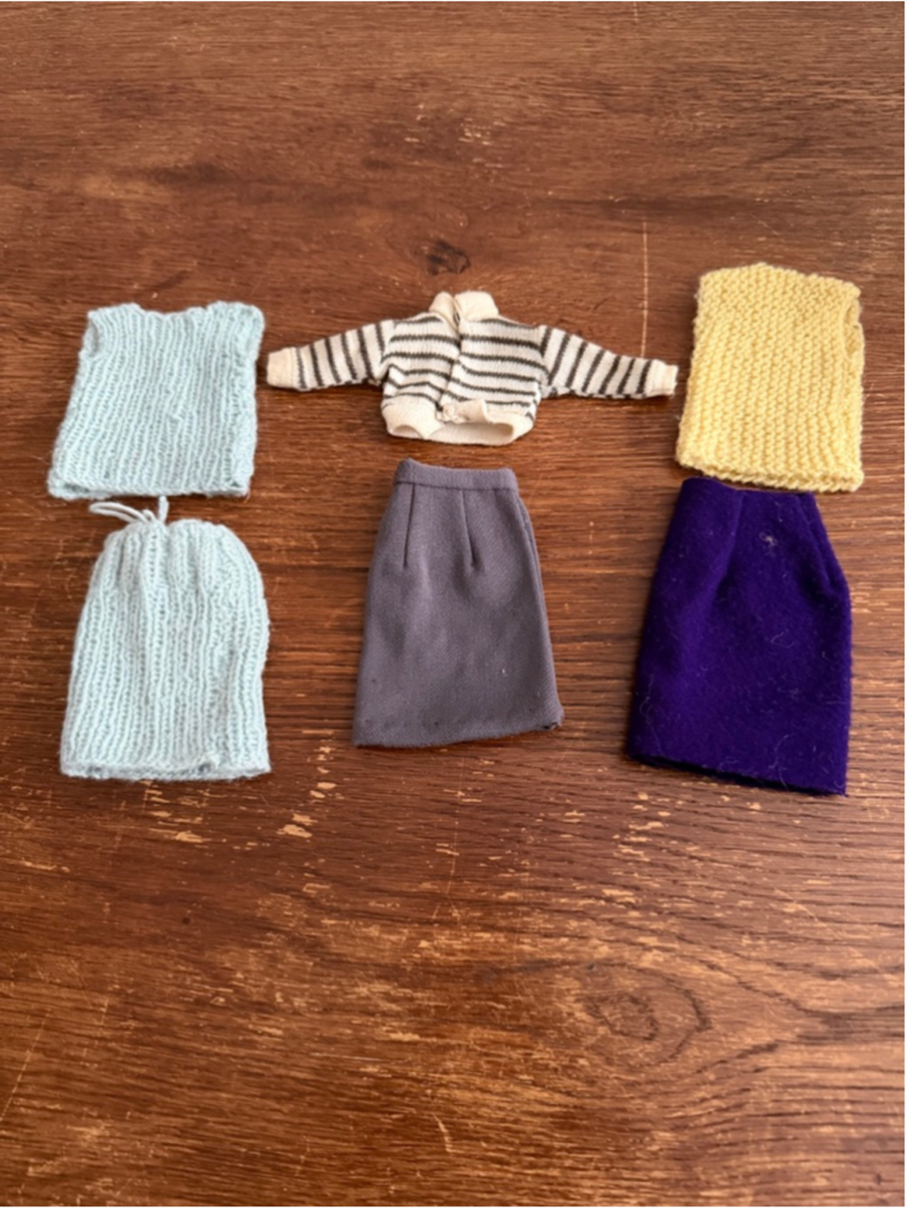 Vintage Barbie Doll Clothes Lot Handmade Knit Sweater Skirts Snap Closure Mod